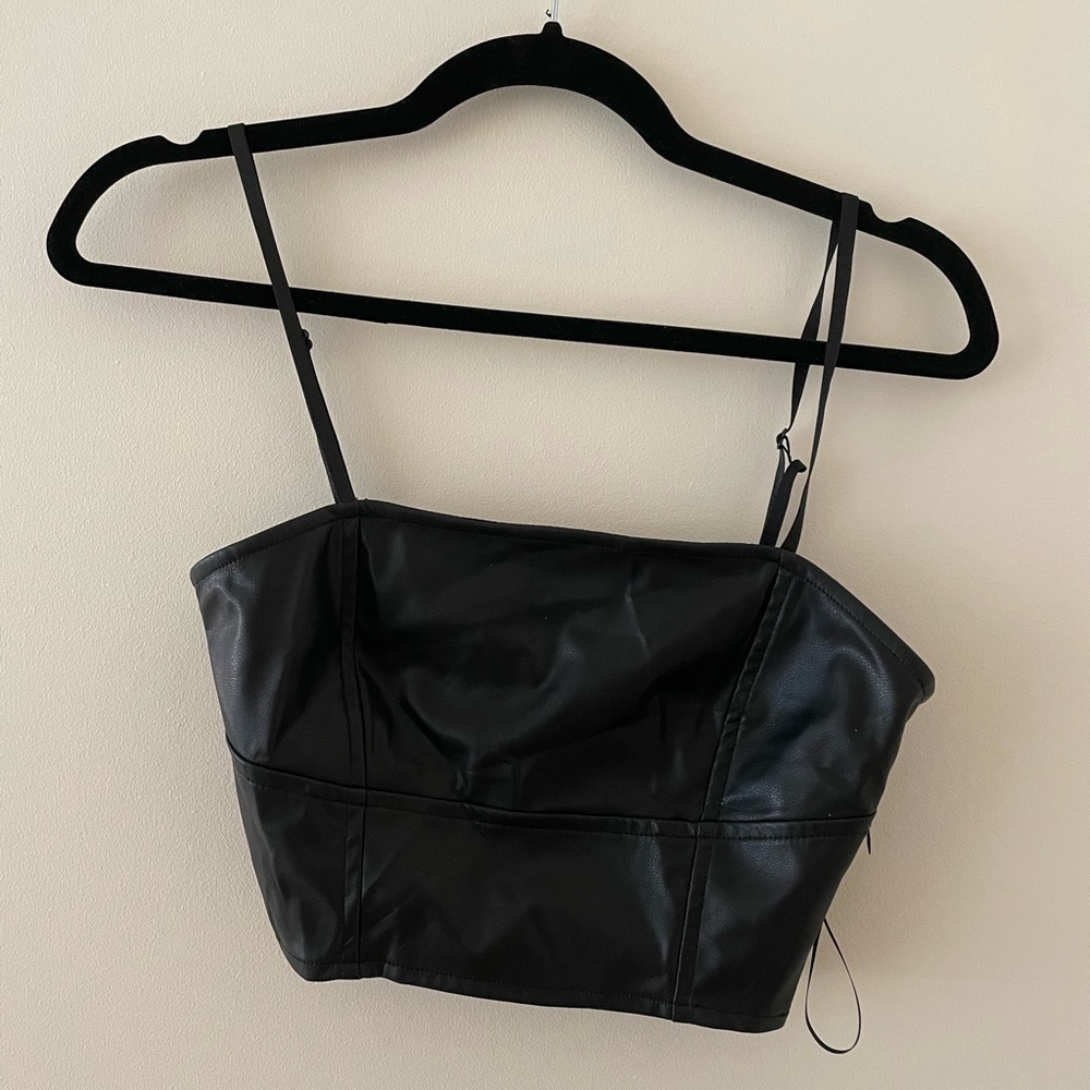 Zara vegan leather cropped cami NWT